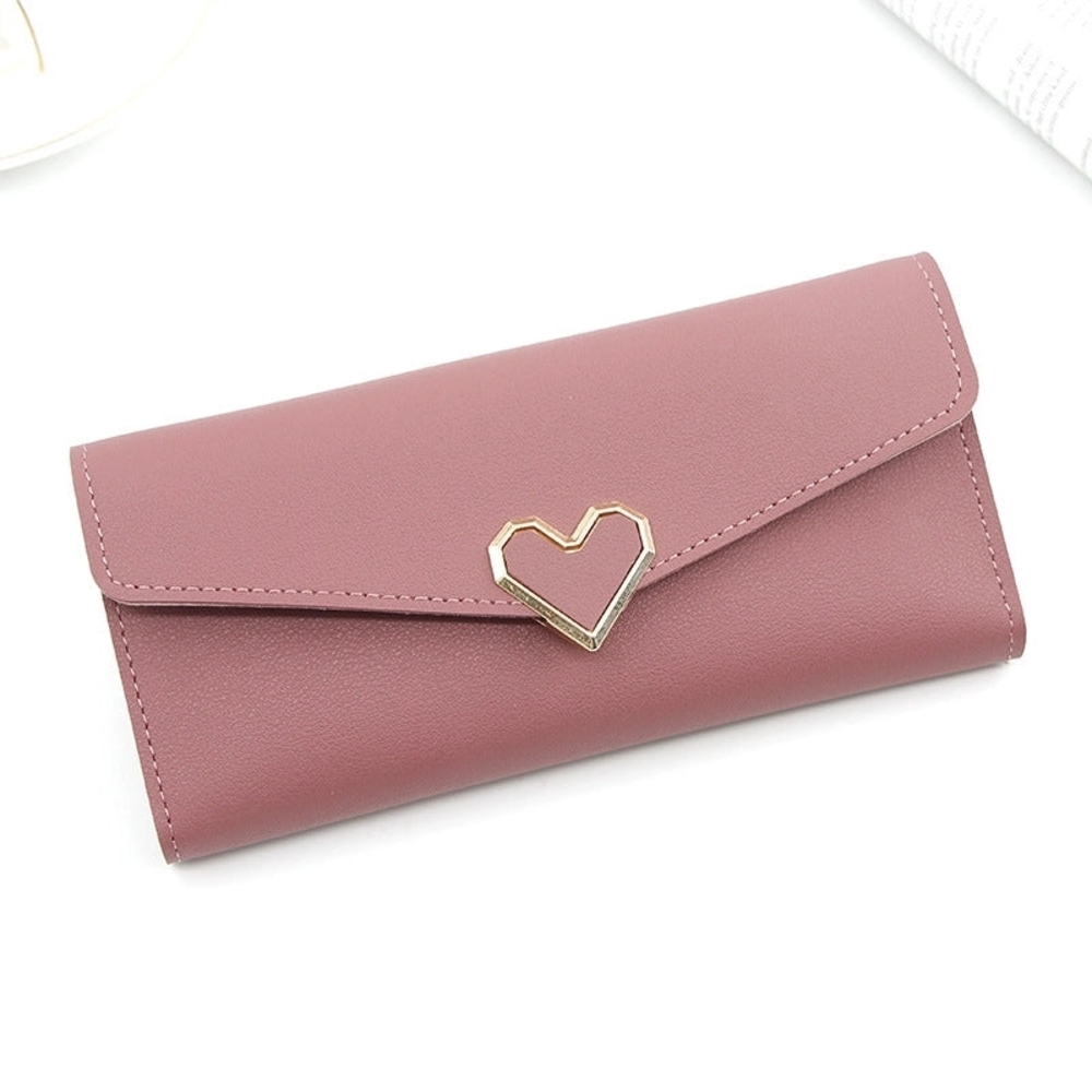Pink Heart Clasp Wallet